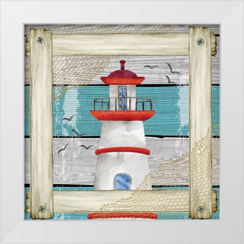 Lighthouse White Modern Wood Framed Art Print by ND Art