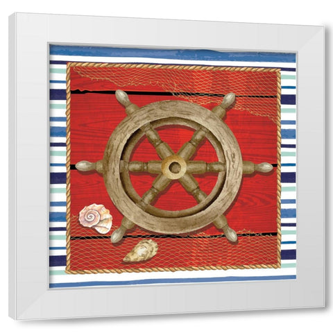 Steering Wheel White Modern Wood Framed Art Print by ND Art