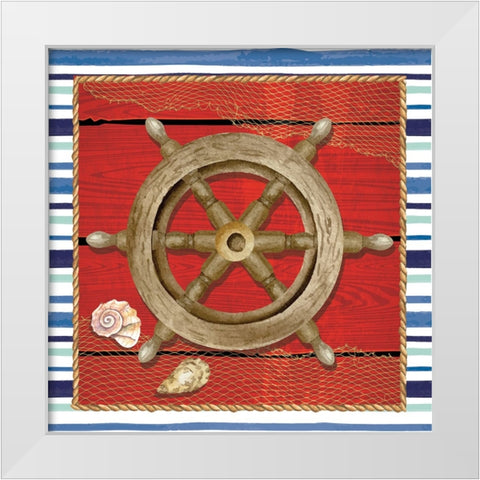 Steering Wheel White Modern Wood Framed Art Print by ND Art