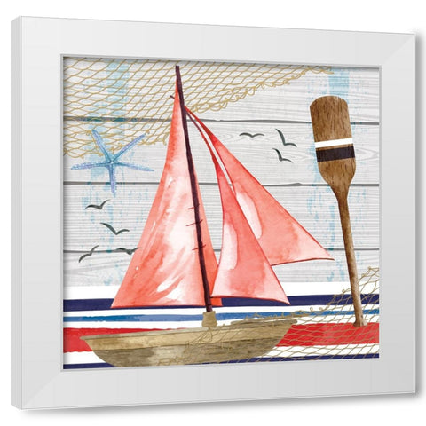 Sailboat White Modern Wood Framed Art Print by ND Art