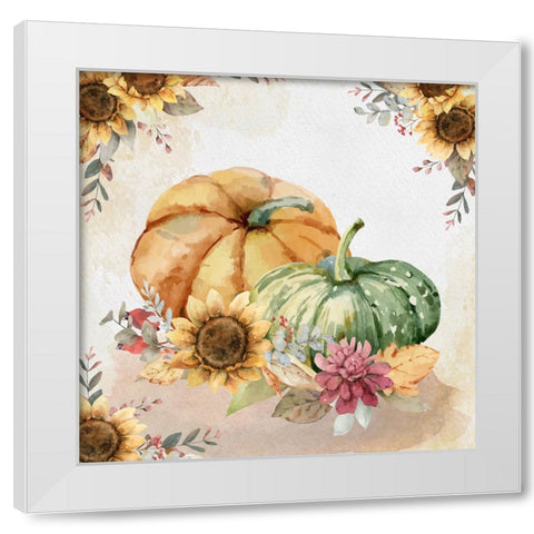 Harvest Pumpkins White Modern Wood Framed Art Print by ND Art
