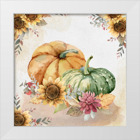 Harvest Pumpkins White Modern Wood Framed Art Print by ND Art