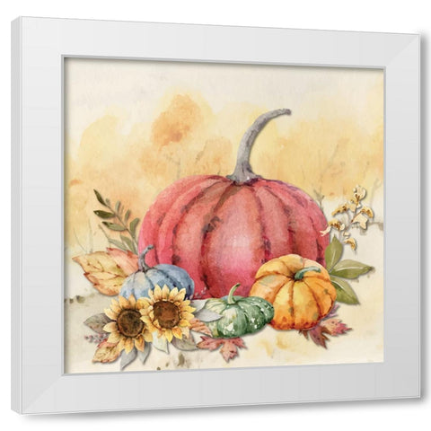 Harvest Pumpkins II White Modern Wood Framed Art Print by ND Art