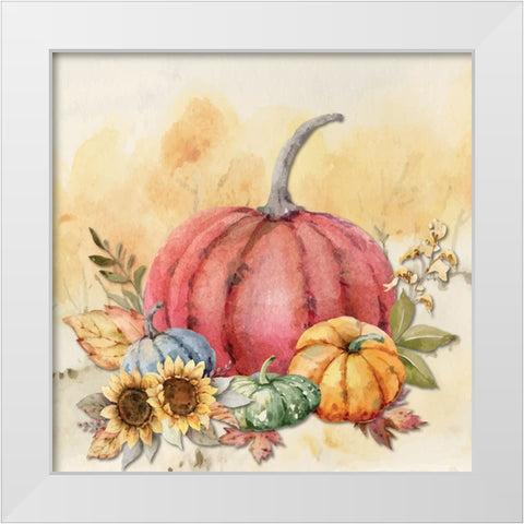 Harvest Pumpkins II White Modern Wood Framed Art Print by ND Art