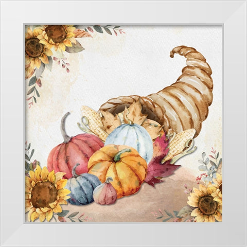 Harvest Cornucopia White Modern Wood Framed Art Print by ND Art