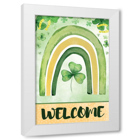 St. Patricks Welcome White Modern Wood Framed Art Print by ND Art