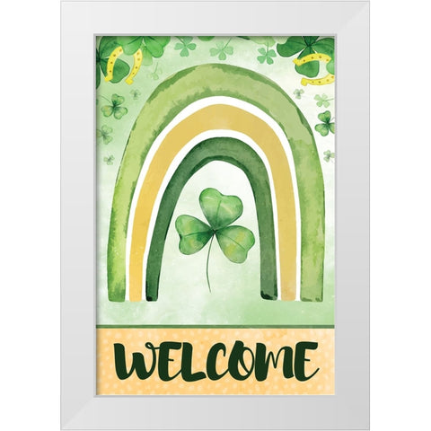 St. Patricks Welcome White Modern Wood Framed Art Print by ND Art