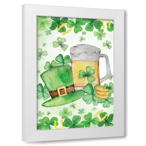 St. Patricks Ale White Modern Wood Framed Art Print by ND Art