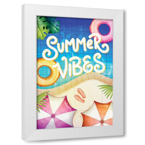 Summer Vibes White Modern Wood Framed Art Print by ND Art