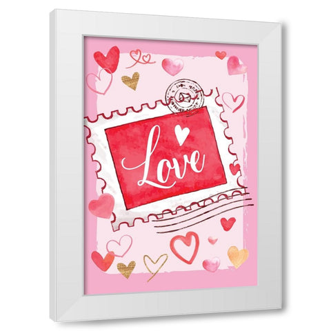 Valentine Stamp White Modern Wood Framed Art Print by ND Art