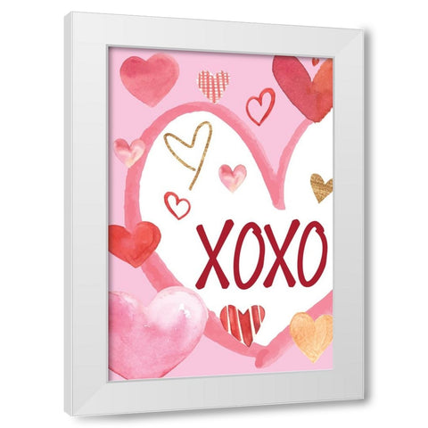 Heart, XoXo White Modern Wood Framed Art Print by ND Art