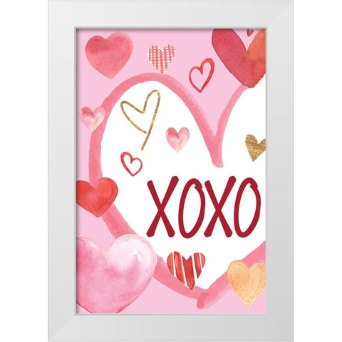 Heart, XoXo White Modern Wood Framed Art Print by ND Art