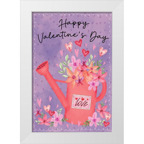 Happy Valentines Day White Modern Wood Framed Art Print by ND Art