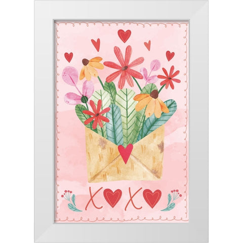 Valentine Bouquet White Modern Wood Framed Art Print by ND Art