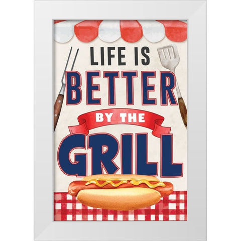Better by the Grill White Modern Wood Framed Art Print by ND Art