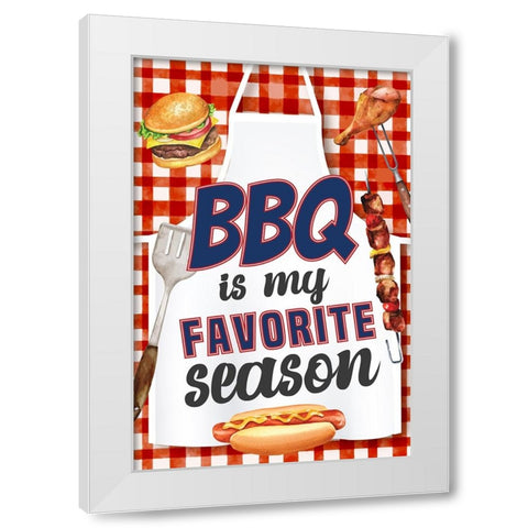 BBQ is My Favorite Season White Modern Wood Framed Art Print by ND Art