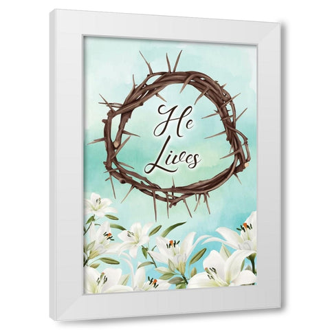 He Lives White Modern Wood Framed Art Print by ND Art