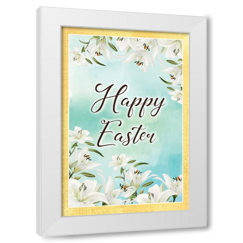 Happy Easter White Modern Wood Framed Art Print by ND Art