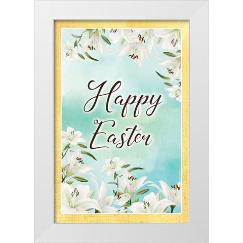Happy Easter White Modern Wood Framed Art Print by ND Art
