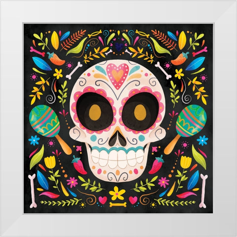 Day of the Dead IV White Modern Wood Framed Art Print by ND Art