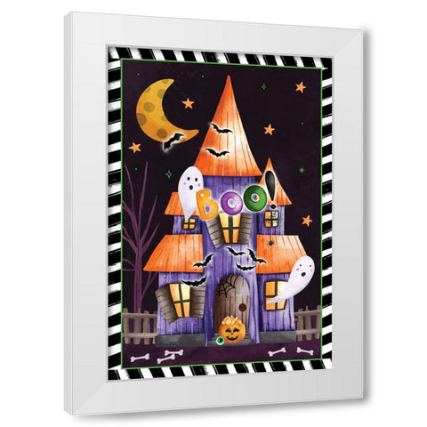 Haunted House White Modern Wood Framed Art Print by ND Art