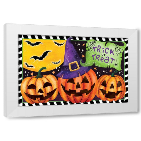 Trick or Treat Pumpkins White Modern Wood Framed Art Print by ND Art