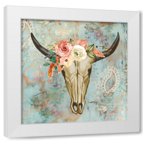 Western Skull White Modern Wood Framed Art Print by ND Art