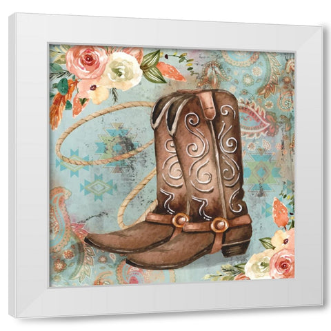 Cowboy Boots White Modern Wood Framed Art Print by ND Art