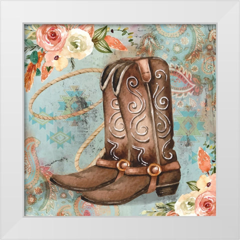 Cowboy Boots White Modern Wood Framed Art Print by ND Art