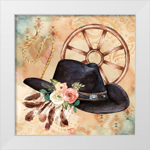 Cowboy Hat White Modern Wood Framed Art Print by ND Art