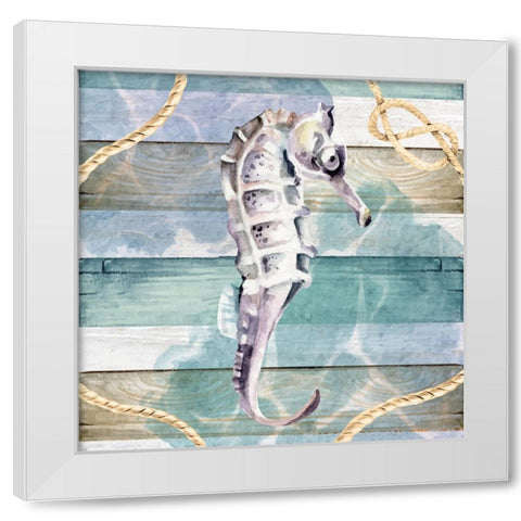 Seahorse White Modern Wood Framed Art Print by ND Art