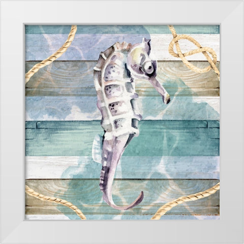 Seahorse White Modern Wood Framed Art Print by ND Art