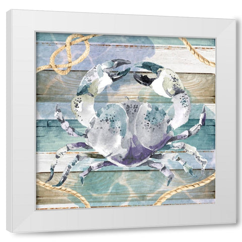 Crab White Modern Wood Framed Art Print by ND Art
