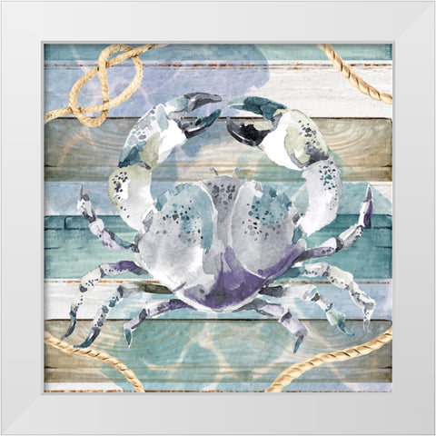 Crab White Modern Wood Framed Art Print by ND Art