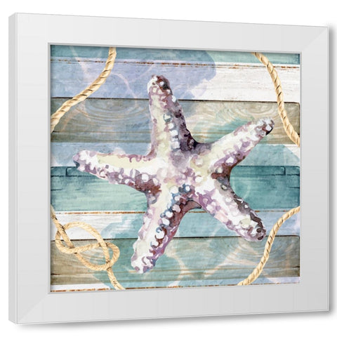 Starfish White Modern Wood Framed Art Print by ND Art