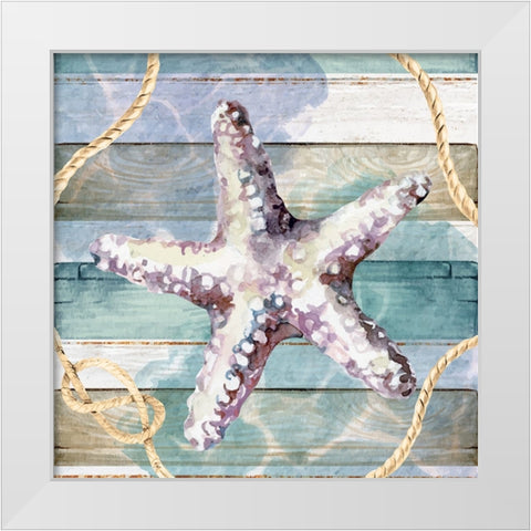 Starfish White Modern Wood Framed Art Print by ND Art
