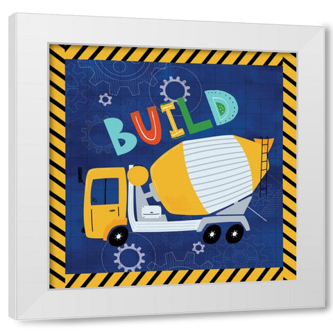 Build - Cement Truck White Modern Wood Framed Art Print by ND Art