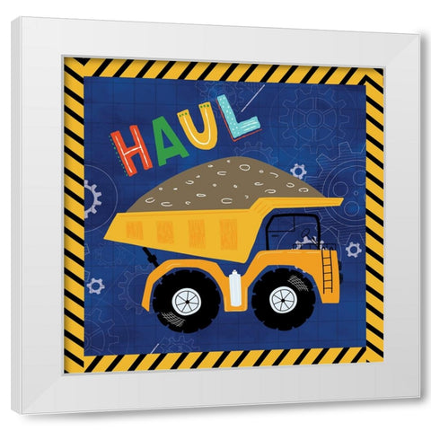 Haul - Dump Truck White Modern Wood Framed Art Print by ND Art