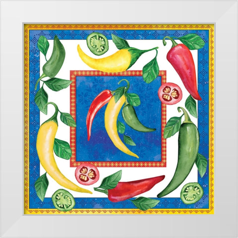 Chili Peppers White Modern Wood Framed Art Print by ND Art