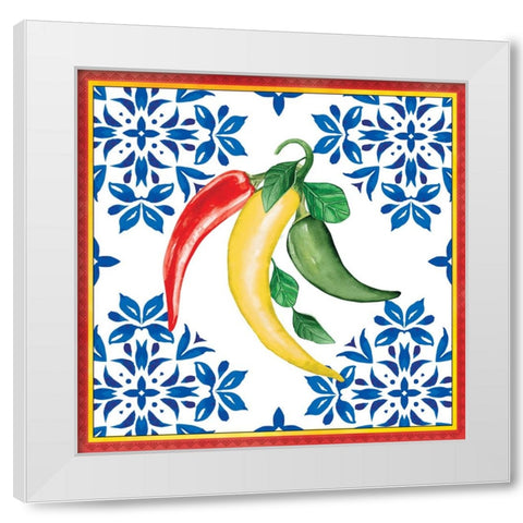 Chili Peppers II White Modern Wood Framed Art Print by ND Art
