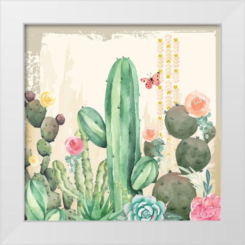 Southwest Cactus III White Modern Wood Framed Art Print by ND Art