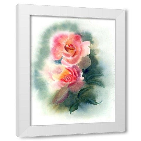 Peach Rose White Modern Wood Framed Art Print by Shefranov, Olga
