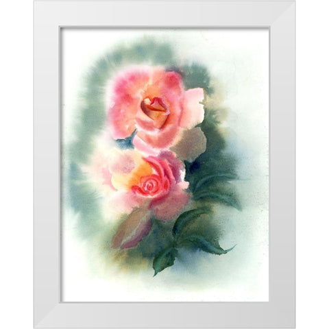 Peach Rose White Modern Wood Framed Art Print by Shefranov, Olga