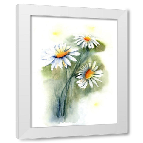 Daisies White Modern Wood Framed Art Print by Shefranov, Olga