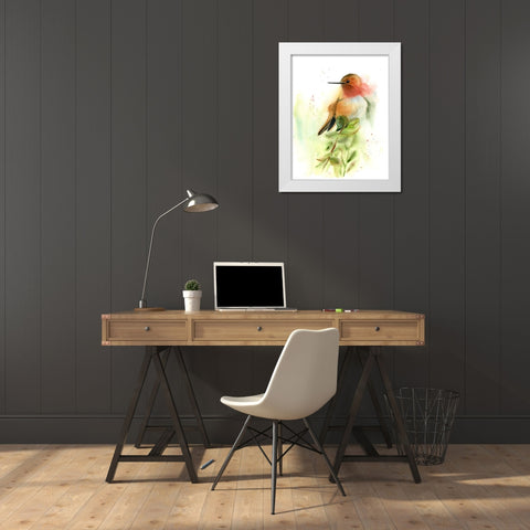 Pretty Bird White Modern Wood Framed Art Print by Shefranov, Olga
