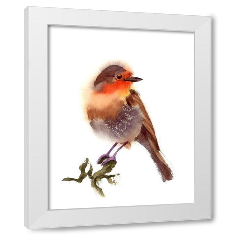 Sunset Bird White Modern Wood Framed Art Print by Shefranov, Olga