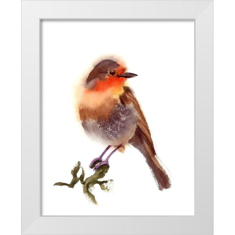 Sunset Bird White Modern Wood Framed Art Print by Shefranov, Olga