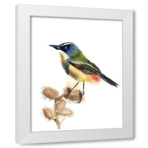 Green Bird White Modern Wood Framed Art Print by Shefranov, Olga