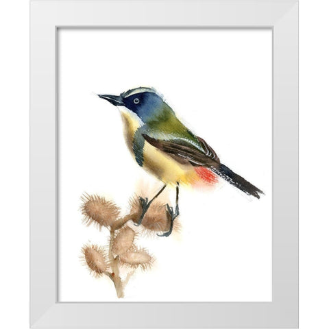 Green Bird White Modern Wood Framed Art Print by Shefranov, Olga