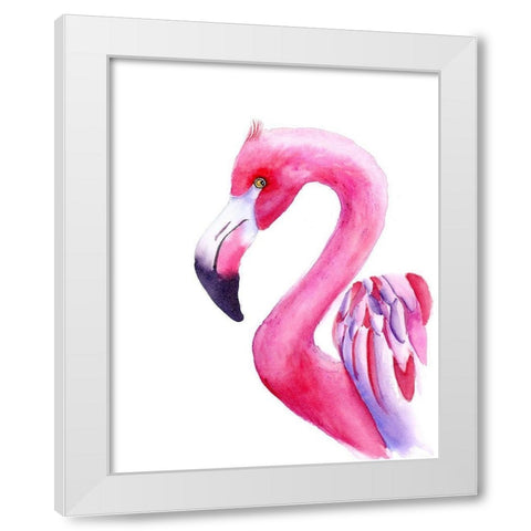 Flamingo White Modern Wood Framed Art Print by Shefranov, Olga